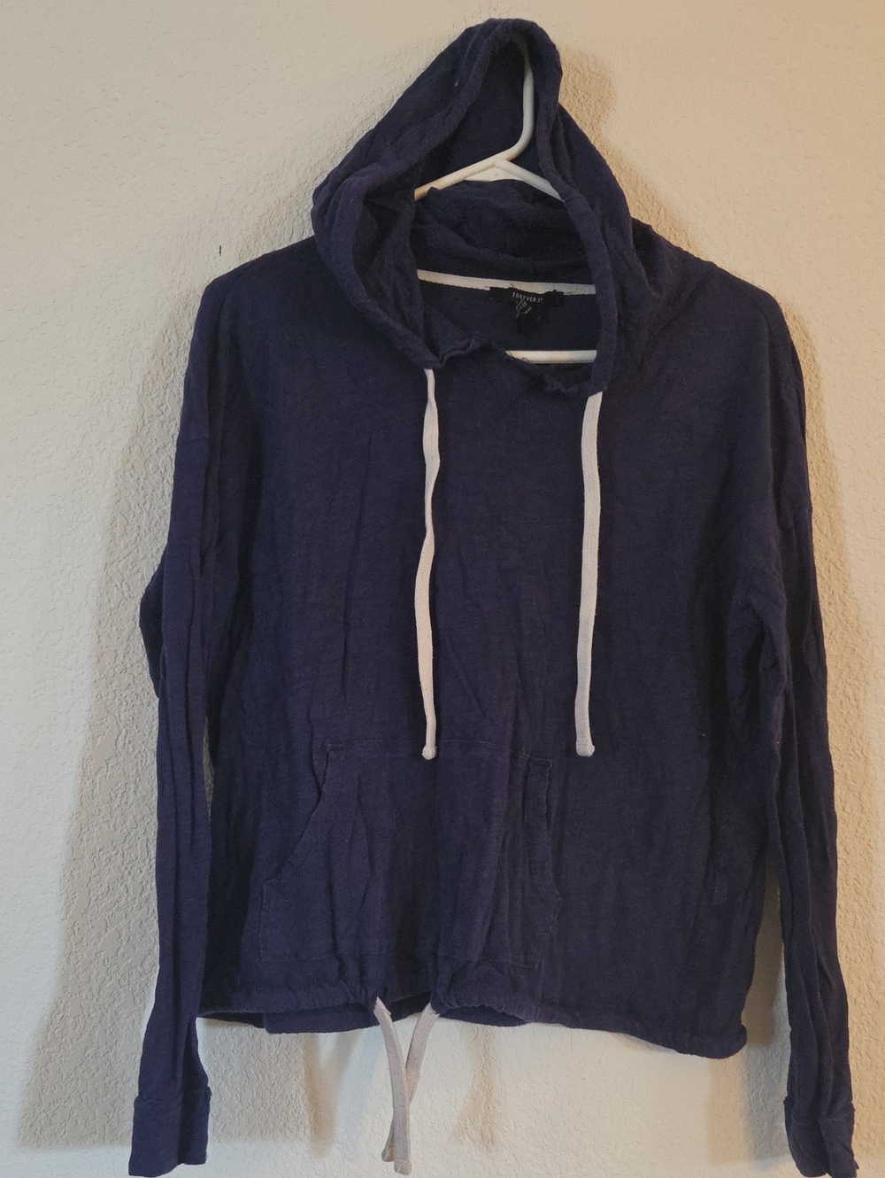 Forever 21 Navy Hoodie with Cream Trim